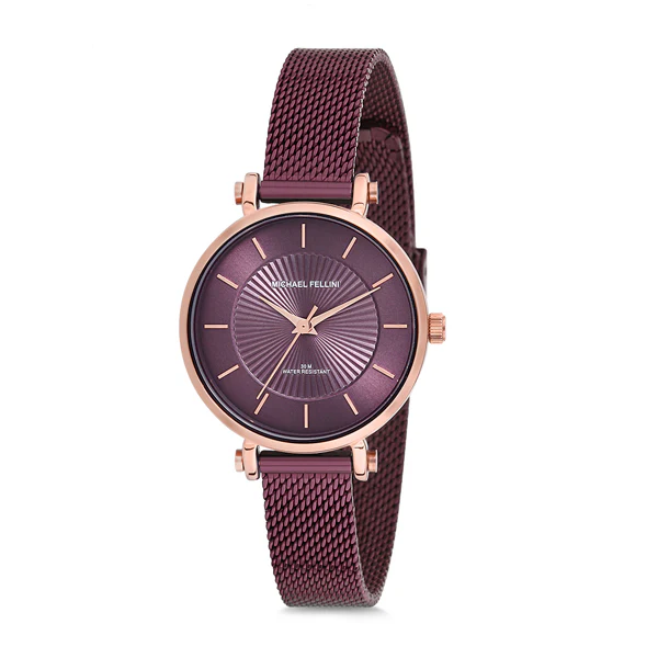 Michael Fellini Purple Mesh Bracelet Purple Dial Quartz Watch for Ladies - MF2169-6