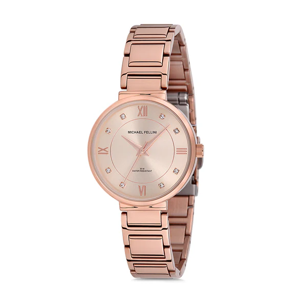 Michael Fellini Rose Gold Stainless Steel Rose Gold Dial Quartz Watch for Ladies - MF2179-3