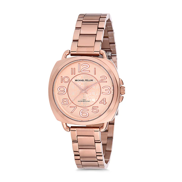 Michael Fellini Rose Gold Stainless Steel Rose Gold Dial Quartz Watch for Ladies - MF2196-3