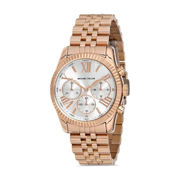 Michael Fellini Rose Gold Stainless Steel Silver Dial Quartz Watch for Ladies - MF2258-3 - Image 2