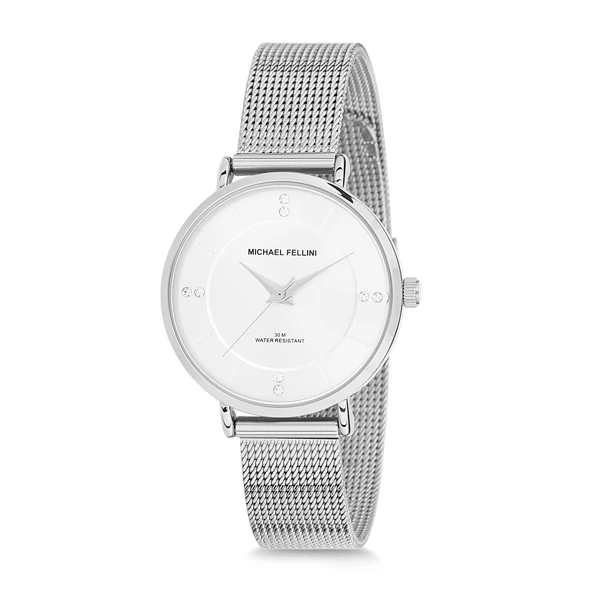 Michael Fellini Silver Mesh Bracelet Silver Dial Quartz Watch for Ladies - MF2131-1