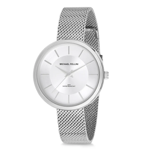 Michael Fellini Silver Mesh Bracelet Silver Dial Quartz Watch for Ladies - MF2181-1