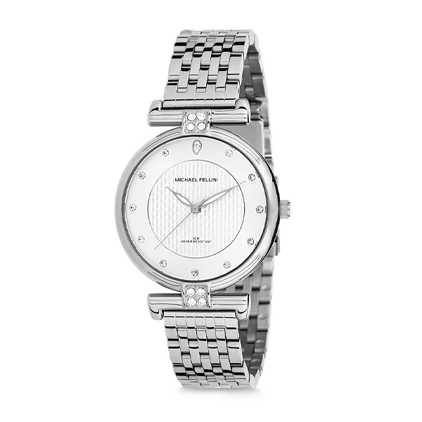 Michael Fellini Silver Stainless Steel Silver Dial Quartz Watch for Ladies - MF2139-1