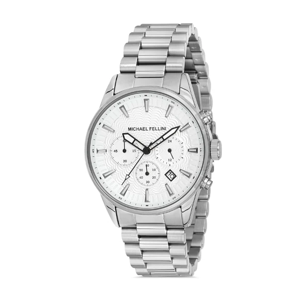 Michael Fellini Silver Stainless Steel White Dial Quartz Watch for Gents - MF2246-1