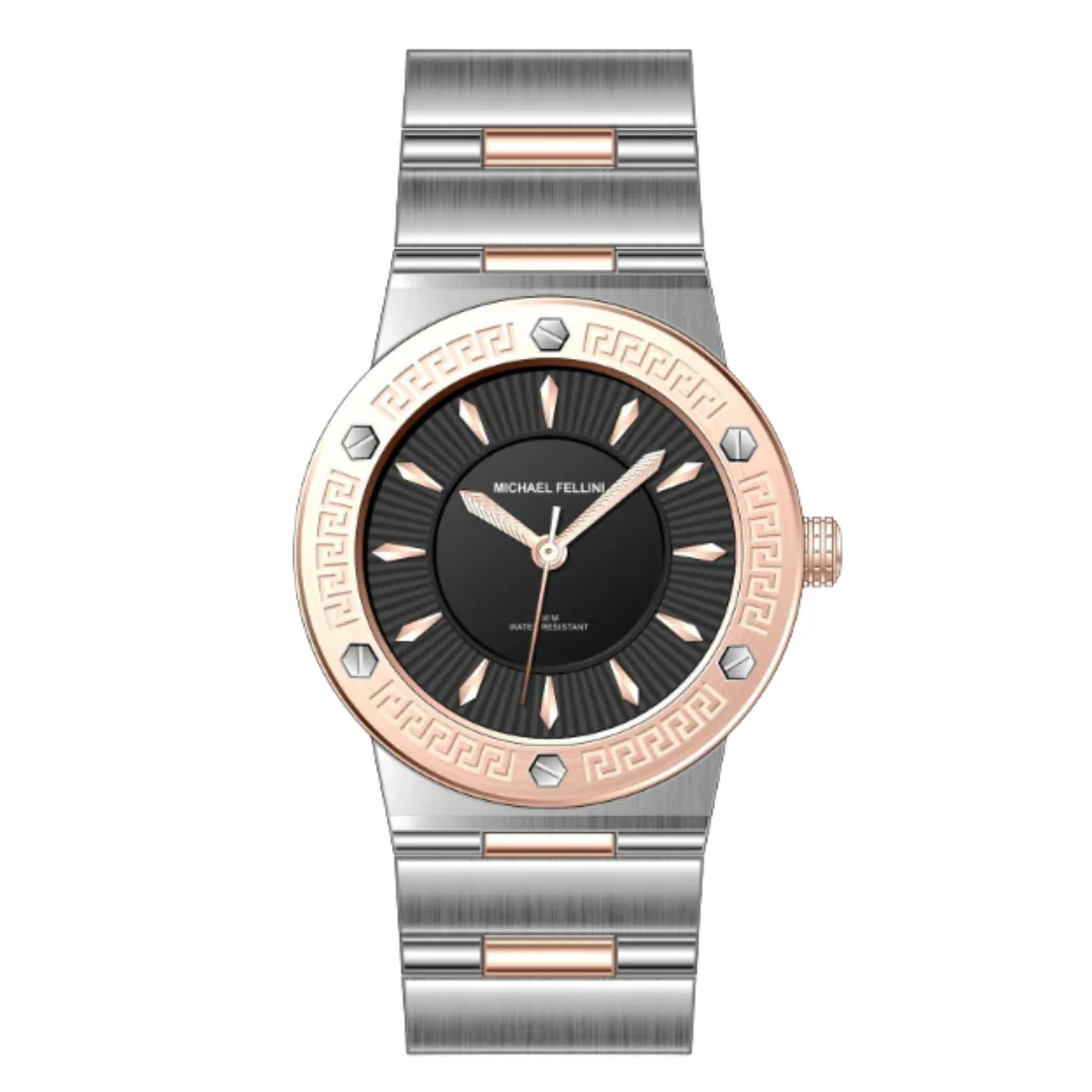 Michael Fellini Two-tone Stainless Steel Black Dial Quartz Watch for Ladies - MF2353-07