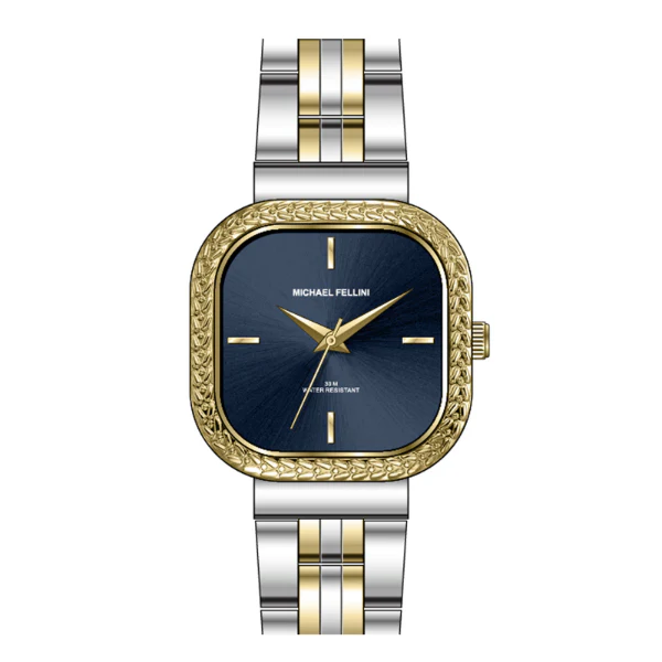Michael Fellini Two-tone Stainless Steel Dark Blue Dial Quartz Watch for Ladies - MF2359-07
