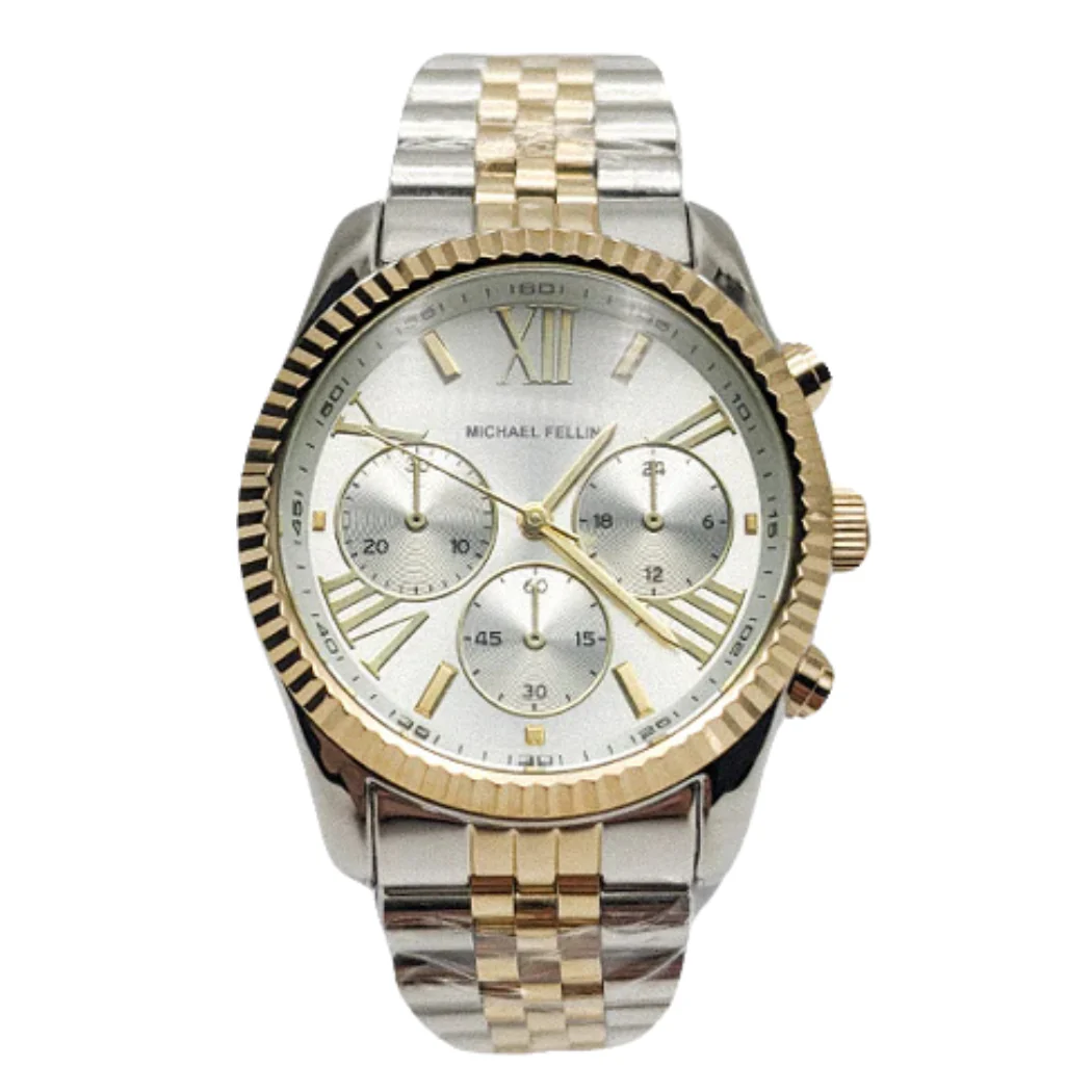 Michael Fellini Two-tone Stainless Steel Silver Dial Quartz Watch for Ladies - MF2258-4