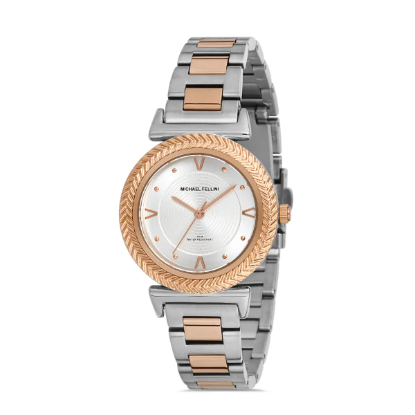 Michael Fellini Two-tone Stainless Steel Silver Dial Quartz Watch for Ladies - MF2259-4