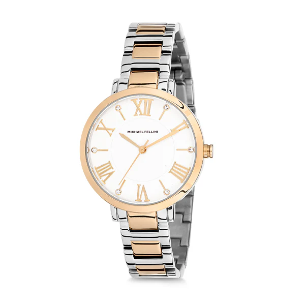 Michael Fellini Two-tone Stainless Steel White Dial Quartz Watch for Ladies - MF1135-4