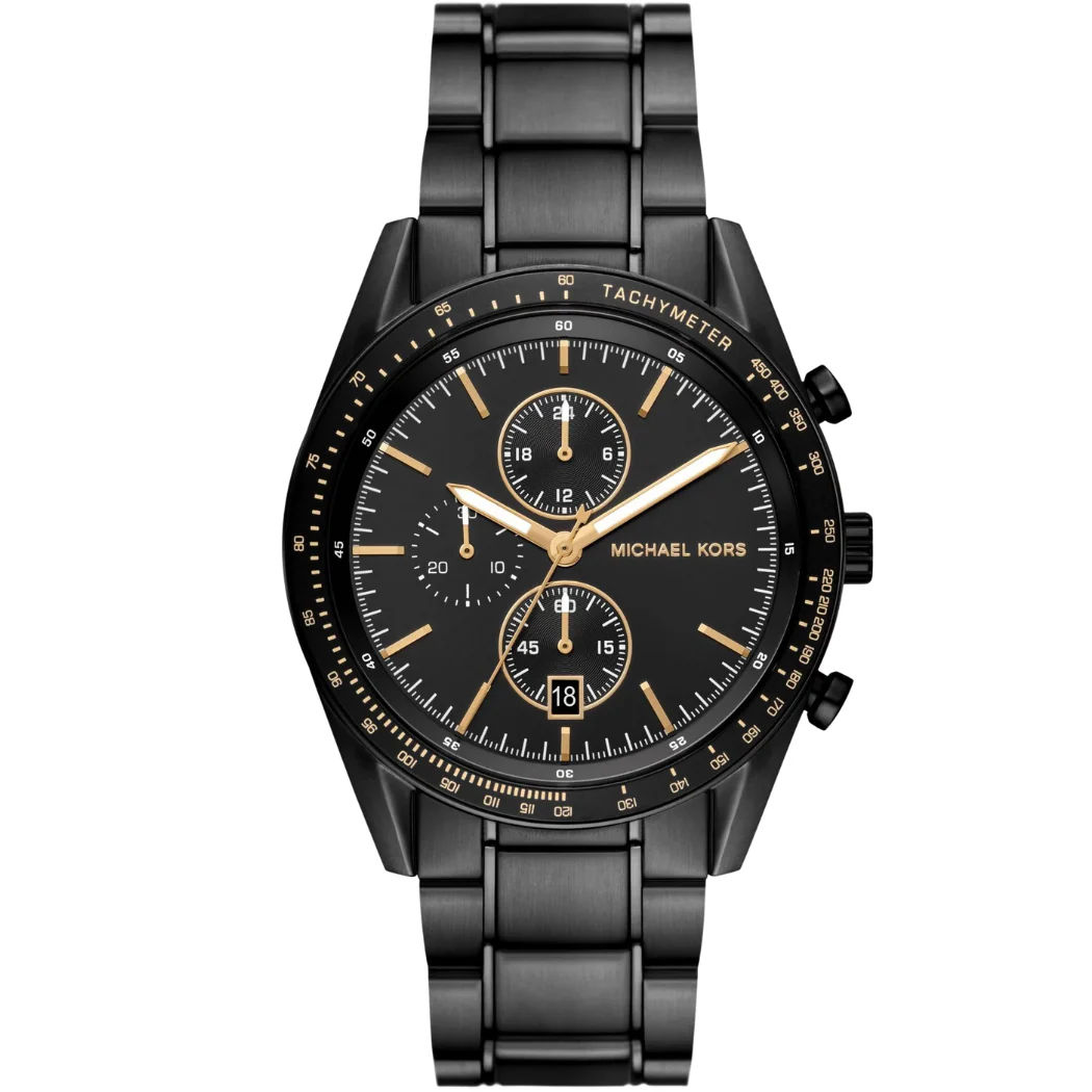 Michael Kors Accelerator Black Stainless Steel Black Dial Chronograph Quartz Watch for Gents - MK9113