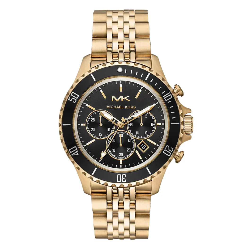 Michael Kors Bayville Rose Gold Stainless Steel Black Dial Chronograph Quartz Watch for Gents - MK8726