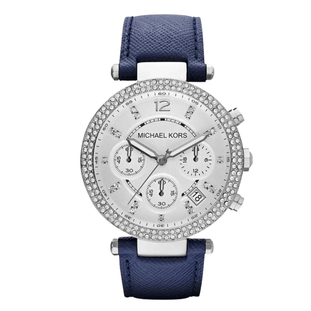 Michael Kors Black Leather Strap White Dial Quartz Watch for Ladies - MK2293