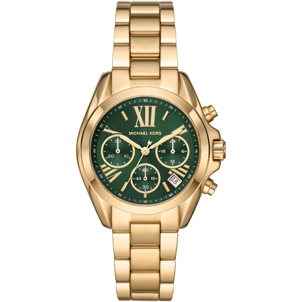 Michael Kors Bradshaw Gold Stainless Steel Green Dial Chronograph Quartz Watch for Ladies - MK7257