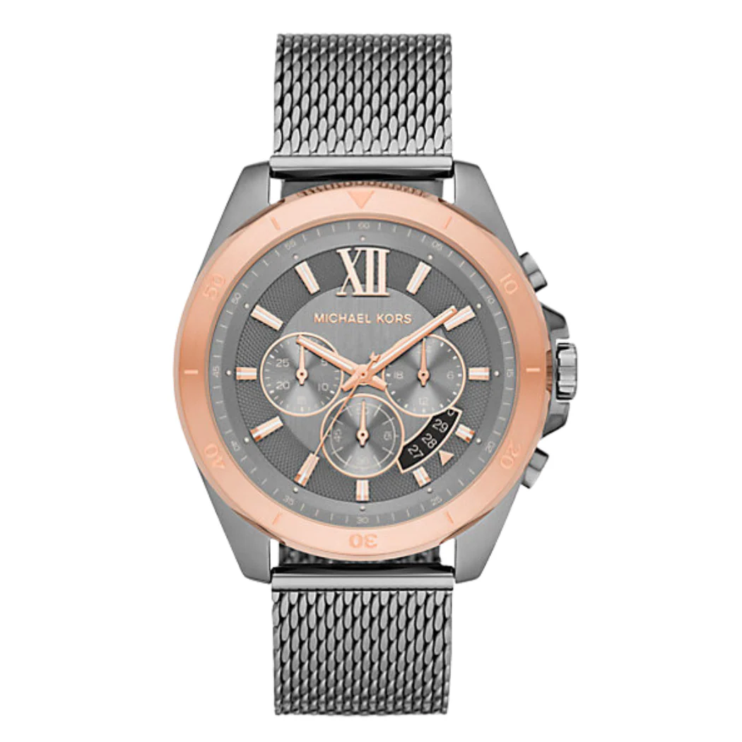 Michael Kors Brecken Gunmetal-toned Mesh Bracelet Grey Dial Chronograph Quartz Watch for Gents - MK8868