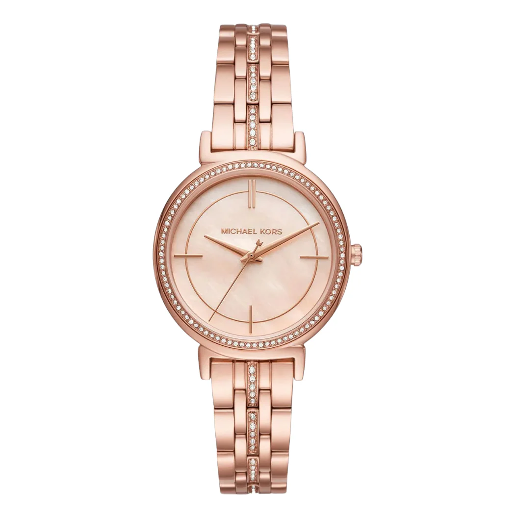 Michael Kors Cinthia Rose Gold Stainless Steel Rose Gold Dial Quartz Watch for Ladies - MK-3643