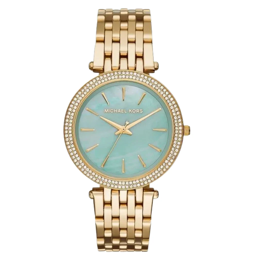 Michael Kors Darci Rose Gold Stainless Steel Blue Mother of Pearl Dial Quartz Watch for Ladies - MK-3498