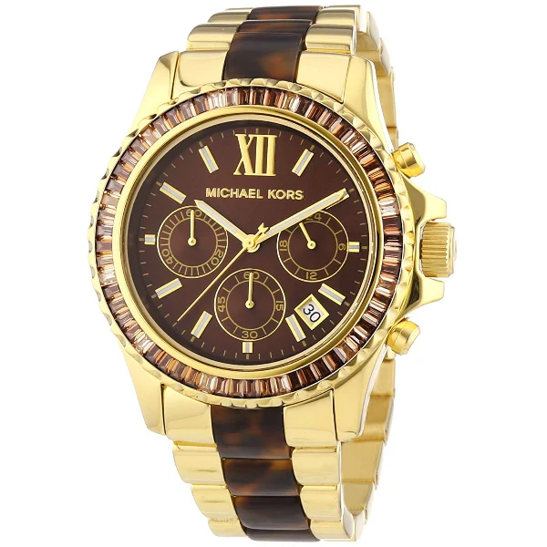 Michael Kors Everest Two-tone Stainless Steel Brown Dial Chronograph Quartz Watch for Gents - MK-5873