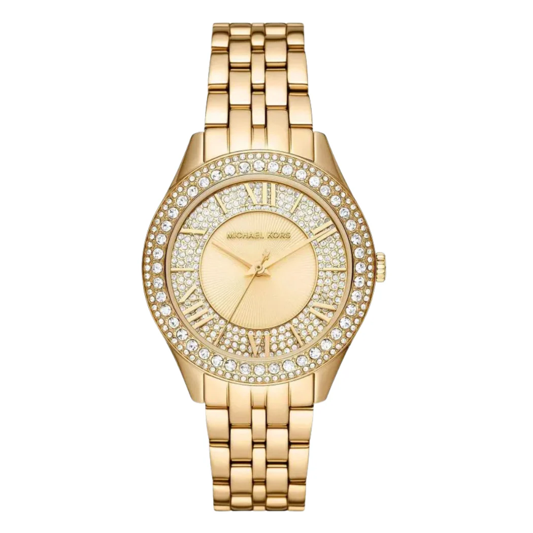 Michael Kors Harlowe Gold Stainless Steel Gold Dial Quartz Watch for Ladies - MK4709