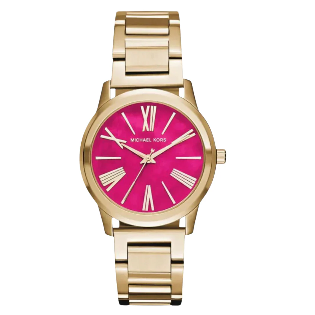 Michael Kors Hartman Gold Stainless Steel Pink Dial Quartz Watch for Ladies - MK-3520