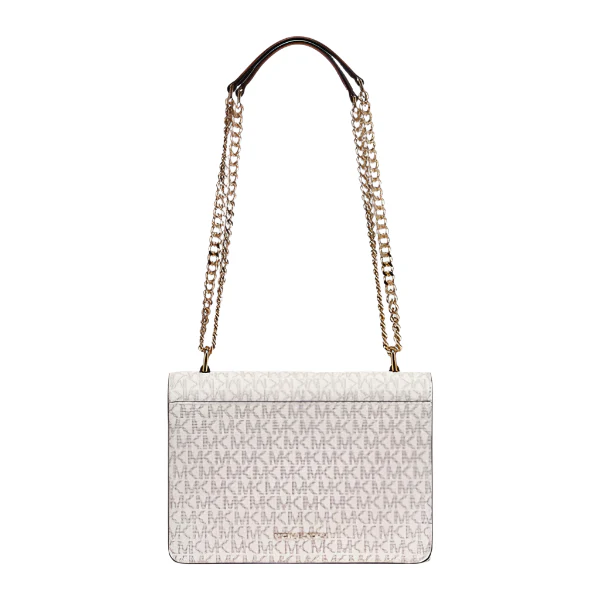 Michael Kors Jade Large Logo and Leather Crossbody Vanilla/Acorn Bag - 30H9GJ4L3B - Image 3
