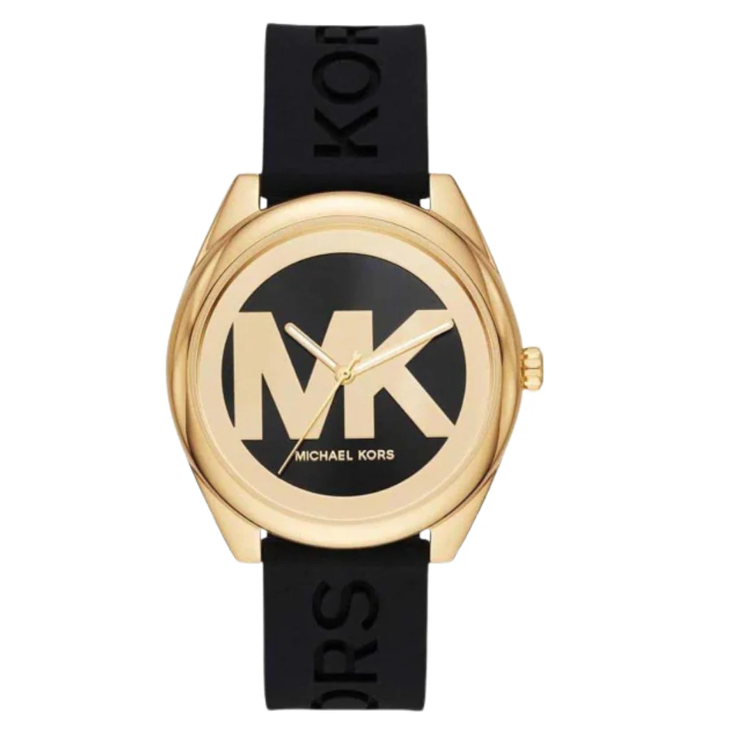 Michael Kors Janelle Black Silicone Strap Black Dial Quartz Watch for Ladies - MK-7313
