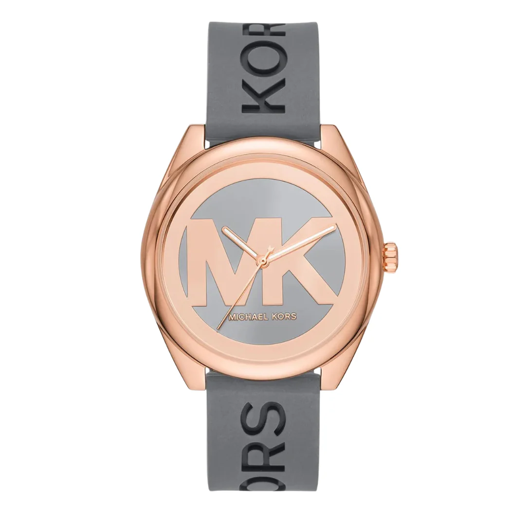 Michael Kors Janelle Grey Silicone Strap Grey Dial Quartz Watch for Ladies - MK-7314