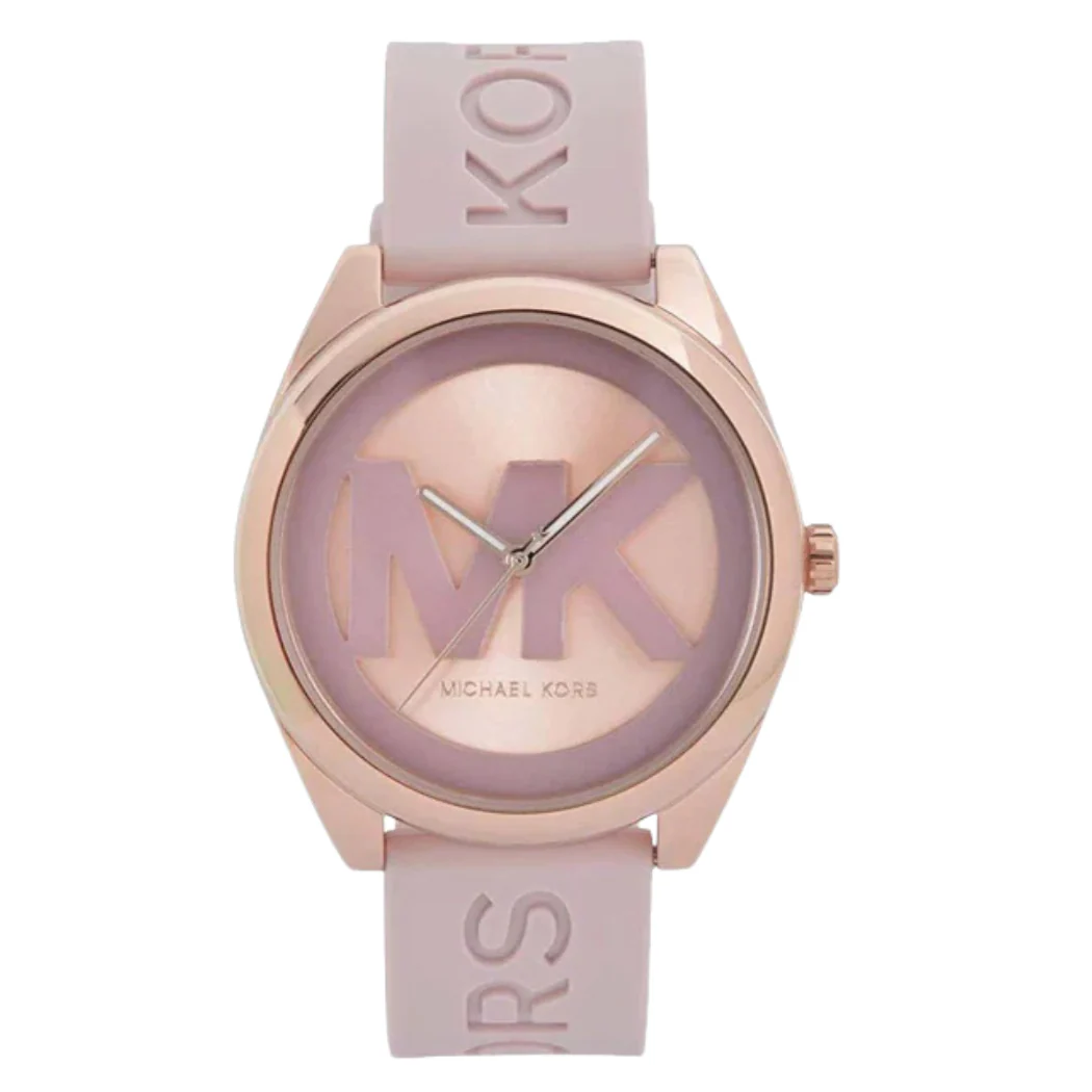 Michael Kors Janelle Pink Silicone Strap Rose Gold Dial Quartz Watch for Ladies - MK-7139