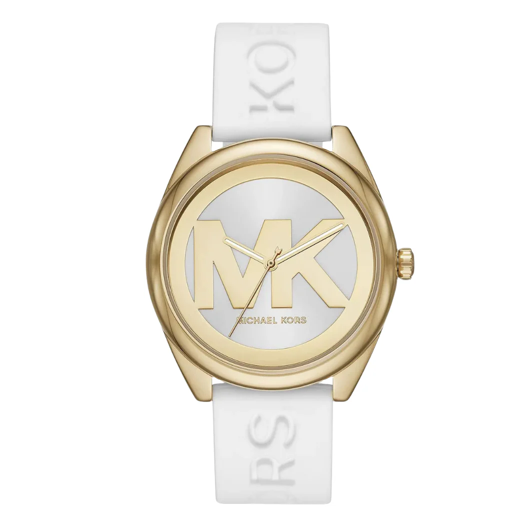 Michael Kors Janelle White Silicone Strap White Dial Quartz Watch for Ladies - MK-7141