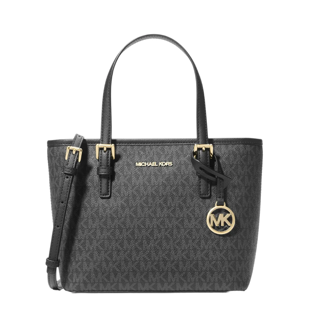 Michael Kors Jet Set Travel Extra-Small Logo Top-Zip Tote Bag Black - 35T9GTVTOB