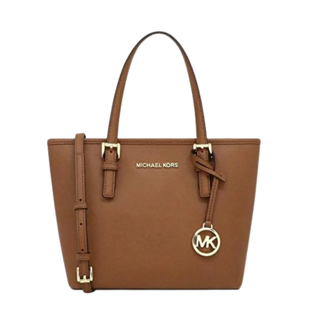 Michael Kors Jet Set Travel Extra-Small Logo Top-Zip Tote Bag Brown - 35T9GTVTOL