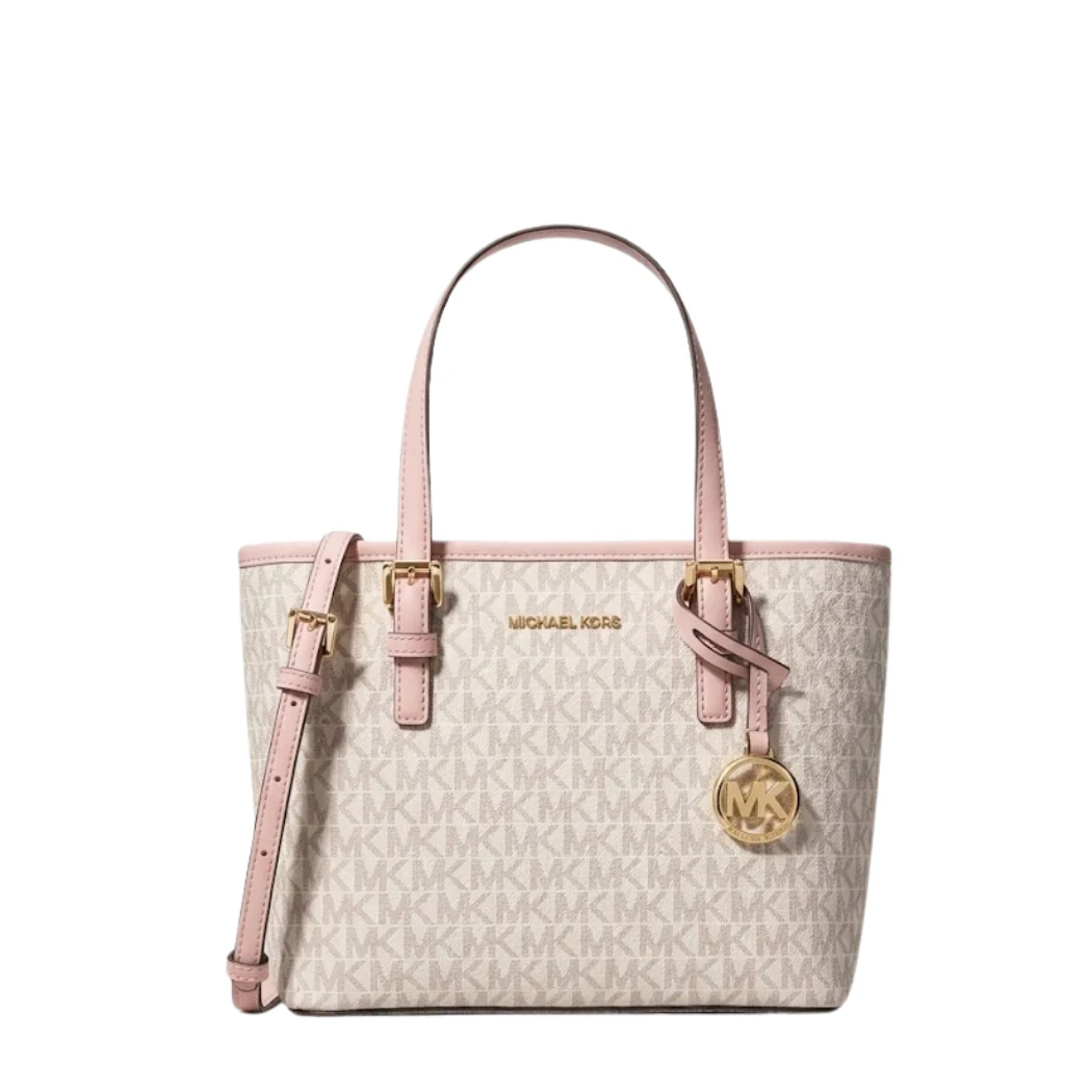 Michael Kors Jet Set Travel Extra Small Tote Bag With Top Zip and Logo White - 30F4T9JT5L