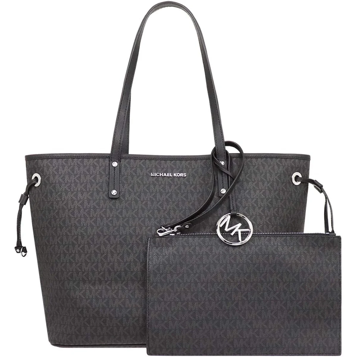 Michael Kors Jet Set Travel Large Top Zip DrawstrIng Tote In PVC Black - 35T9GTVT9V