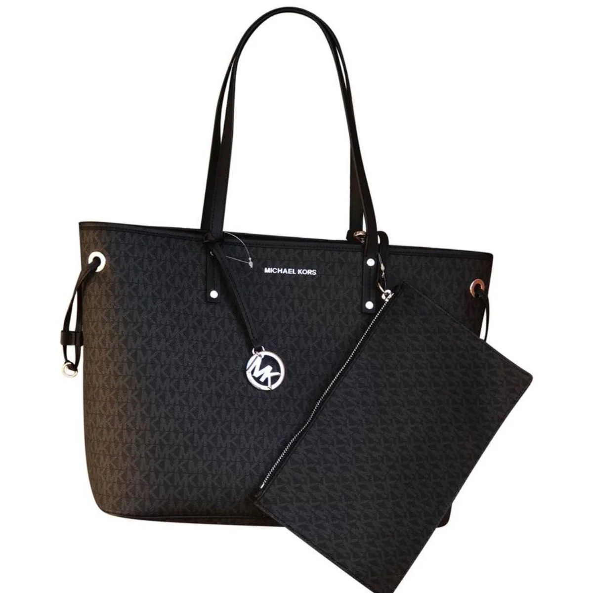 Michael Kors Jet Set Travel Large Top Zip DrawstrIng Tote In PVC Black - 35T9GTVT9V - Image 2