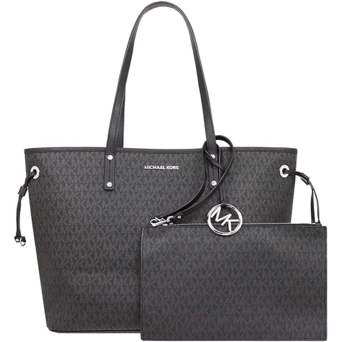 Michael Kors Jet Set Travel Large Top Zip DrawstrIng Tote In PVC Black - 35T9GTVT9V - Image 3