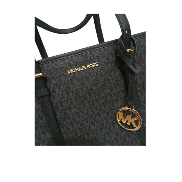 Michael Kors Jet Set Travel Medium Logo Top-Zip Black Handbag - 35SOGTVT1V - Image 3