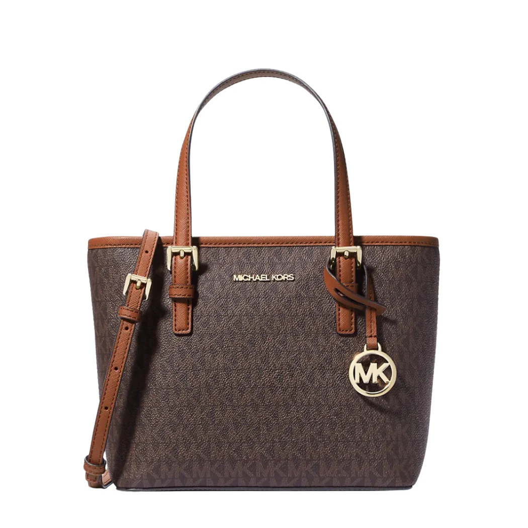 Michael Kors Jet Set Travel XS Carryall Tote in Signature Brown - 35T9GTVTOB