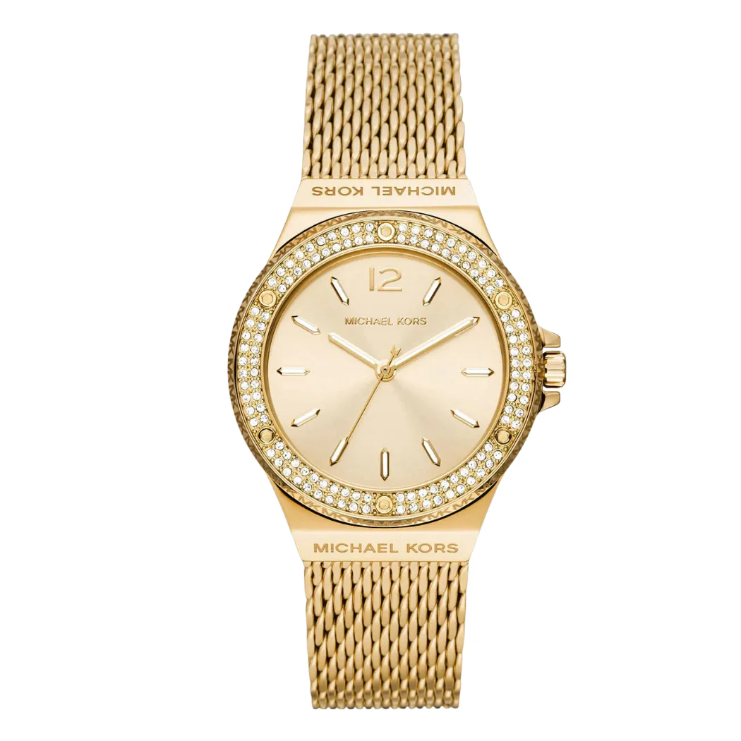 Michael Kors Lennox Gold Mesh Bracelet Gold Dial Quartz Watch for Ladies - MK-7335