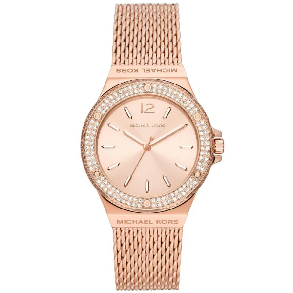 Michael Kors Lennox Rose Gold Mesh Bracelet Rose Gold Dial Quartz Watch for Ladies - MK-7336