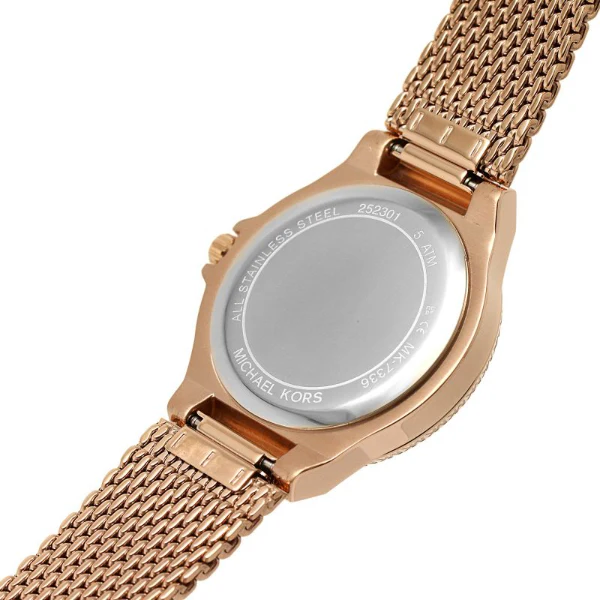 Michael Kors Lennox Rose Gold Mesh Bracelet Rose Gold Dial Quartz Watch for Ladies - MK-7336 - Image 3