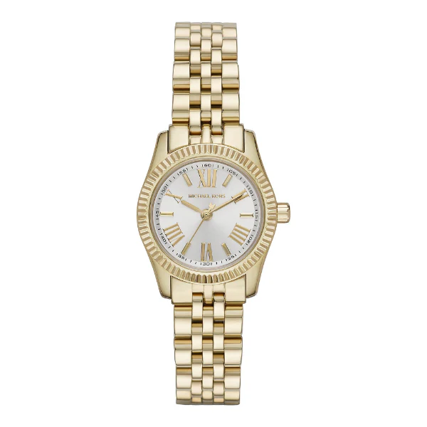 Michael Kors Lexington Gold Stainless Steel Silver Dial Quartz Watch for Ladies - MK3229-H