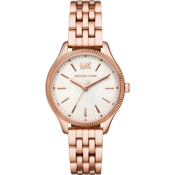 Michael Kors Lexington Rose Gold Stainless Steel White Dial Quartz Watch for Ladies - MK-6641