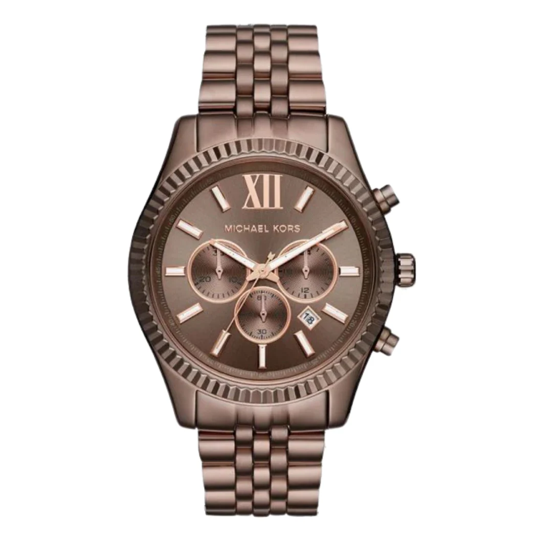 Michael Kors Lexington Sable Brown Stainless Steel Brown Dial Chronograph Quartz Watch for Gents - MK8522