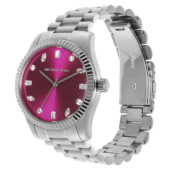Michael Kors Lexington Silver Stainless Steel Pink Dial Quartz Watch for Ladies - MK7443 - Image 2