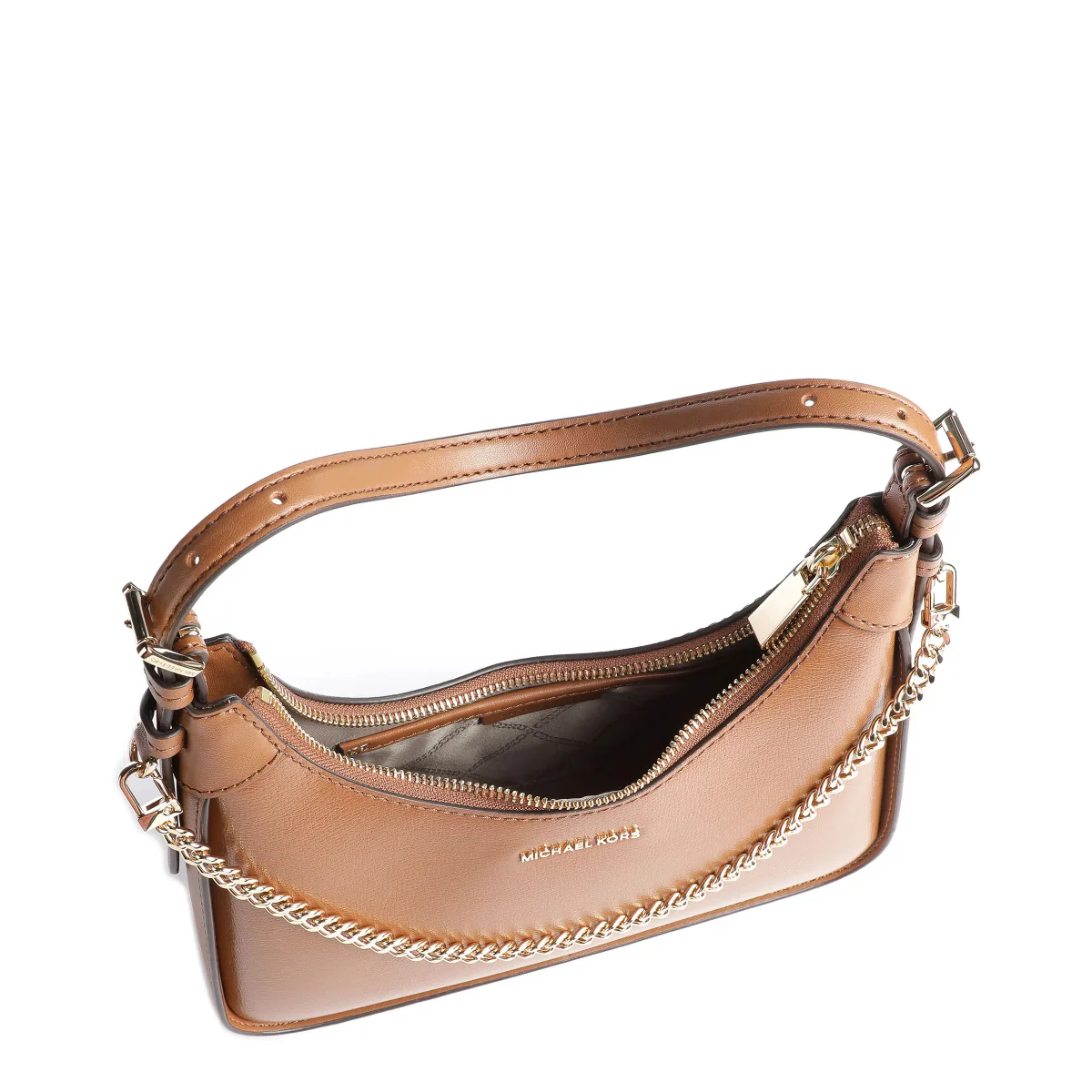 Michael Kors Logo-Plaque Leather Shoulder Bag In Luggage - 32R3G3WN6L - Image 4
