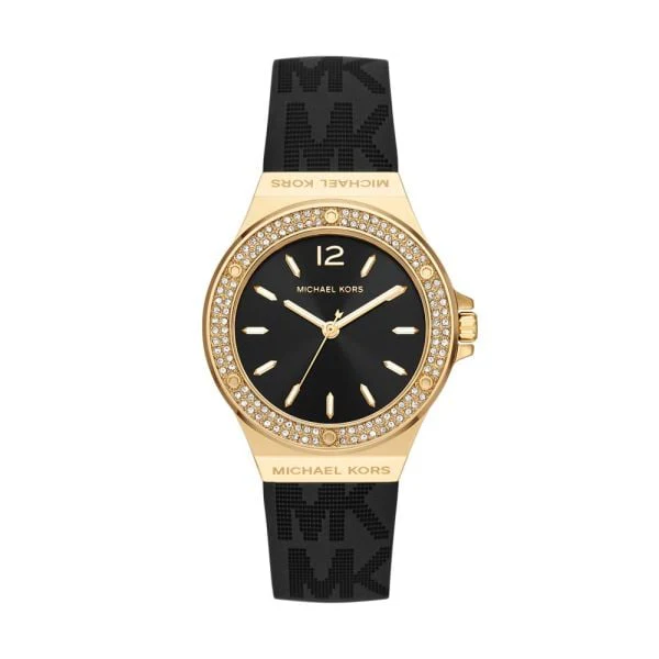 Michael Kors Mini-Lennox Black Silicone Strap Black Dial Quartz Watch for Ladies - MK7281 - Image 2
