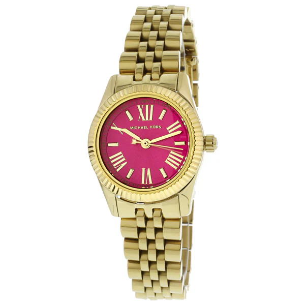 Michael Kors Mini Lexington Gold Stainless Steel Pink Dial Quartz Watch for Ladies - MK-3270