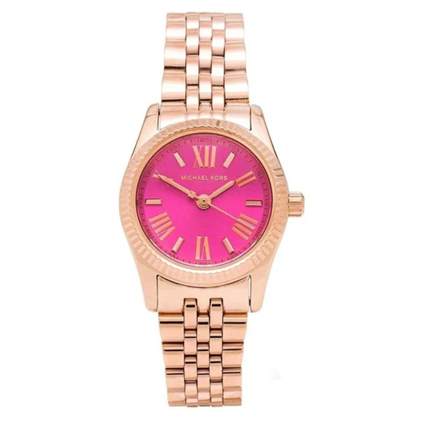 Michael Kors Mini Lexington Rose Gold Stainless Steel Pink Dial Quartz Watch for Ladies - MK-3285