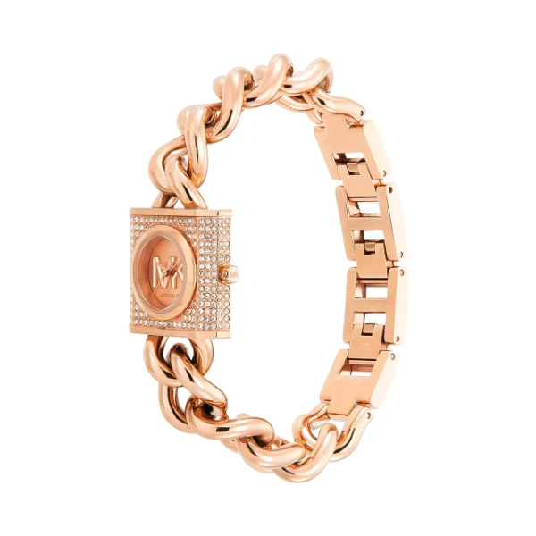 Michael Kors MK Chain Lock Rose Gold Stainless Steel Rose Gold Dial Quartz Watch for Ladies - MK4827 - Image 2