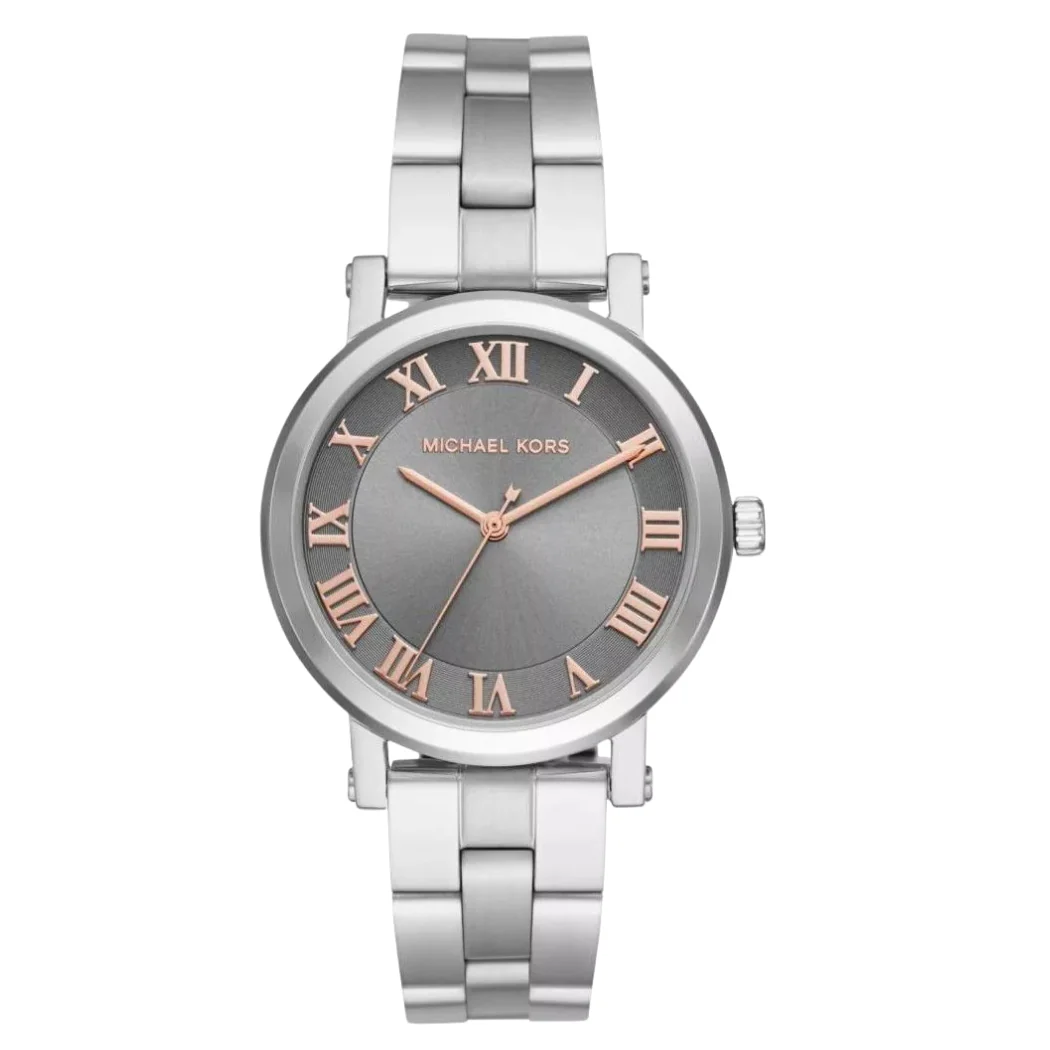 Michael Kors Norie Silver Stainless Steel Grey Dial Quartz Watch for Ladies - MK-3559