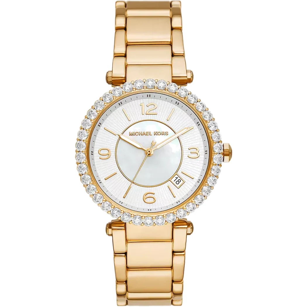Michael Kors Parker Lux Gold Stainless Steel Mother Of Pearl Dial Quartz Watch for Ladies - MK-4693